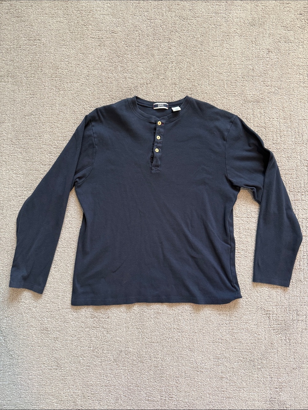 Old Navy Dark Blue Long Sleeve Cotton Henley